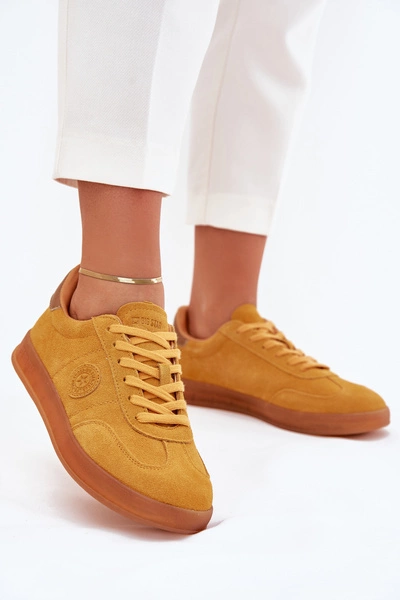Zamszowe Sneakersy Damskie Big Star RR274846 HI-POLY SYSTEM Żółte