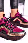 Damskie Półbuty Sneakersy Maciejka Skórzane Bordowe 04731-23
