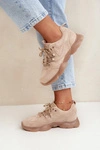 Sneakersy Damskie Ciemnobeżowe Shaley