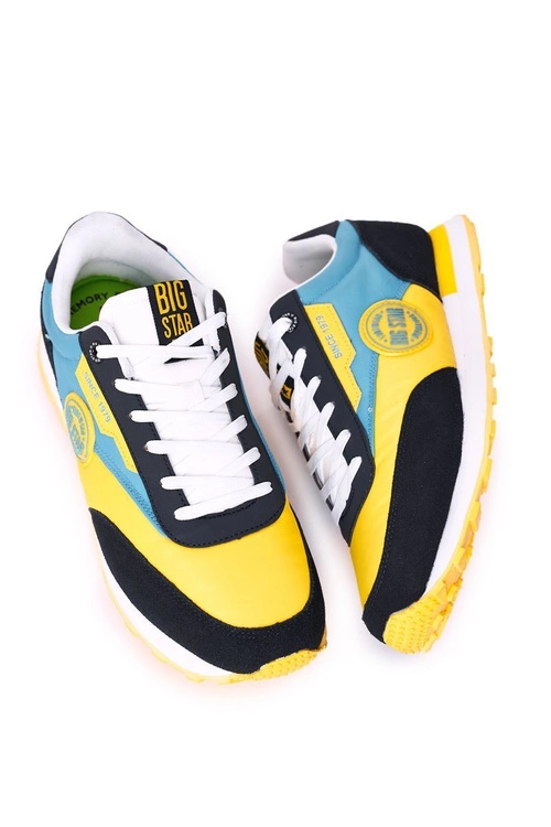 Męskie Sportowe Buty Memory Foam Big Star HH174249 Żółto-Niebieskie