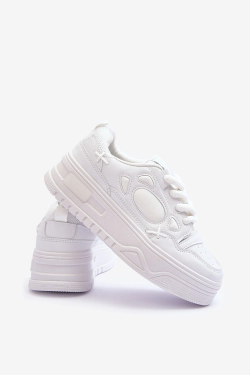 Sneakersy Damskie Na Platformie Białe Finos