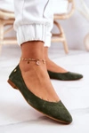 Damskie Zamszowe Baleriny Maciejka 04100-45 Khaki