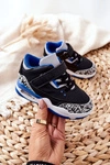 Dziecięce Sportowe Buty Czarno-Niebieskie Linen