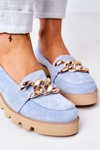 Zamszowe Mokasyny Lewski Shoes 3040 Błękitne