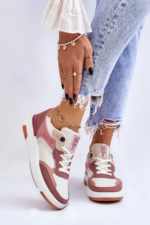 Damskie Buty Sportowe Sneakersy Big Star LL274438 Różowo-Białe