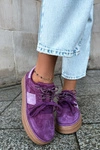 Skórzane Zamszowe Sneakersy Damskie Ocieplane Big Star UU274772 Fioletowe