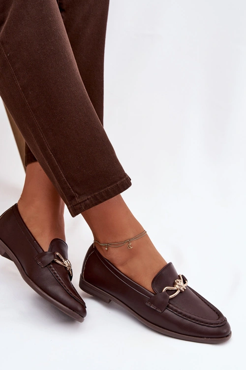 Loafersy Damskie Z Ozdobnym Detalem Czekoladowe Rosynne