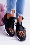 Sportowe Damskie Czarne Buty Leopard Cętki Elanco