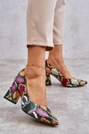 Skórzane Czółenka W Wężowy Wzór Lewski Shoes 3277 Wielobarwne