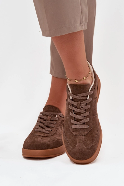 Zamszowe Sneakersy Damskie Big Star SS274676 HI-POLY SYSTEM Brązowe