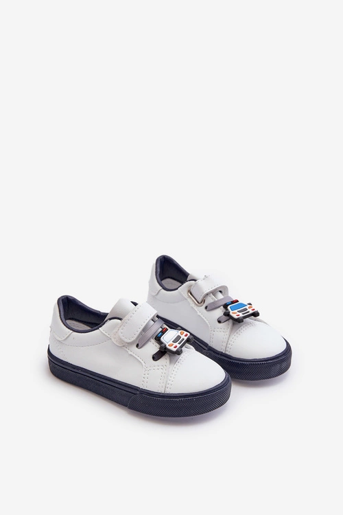Dziecięce Sneakersy Trampki Z Przypinką Biało-Granatowe Pennyn