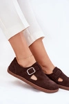 Zamszowe Półbuty Barefoot Damskie Z Klamrą Zazoo N1261 Czekoladowe