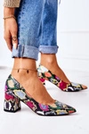 Skórzane Czółenka Z Wężowym Wzorem Lewski Shoes 2801 Kolorowe