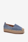 Espadryle Damskie Wiązane Na Platformie Z Plecionką Niebieskie Tailesse