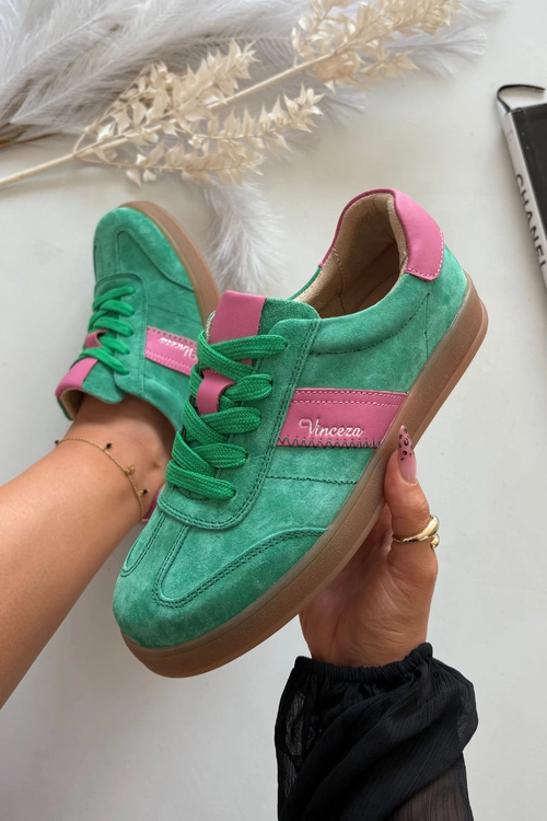 Zamszowe Sneakersy Damskie Vinceza 79576 Zielone