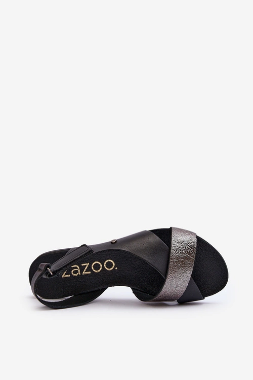 Zazoo 40141 Skórzane Sandały Na Rzep Czarne