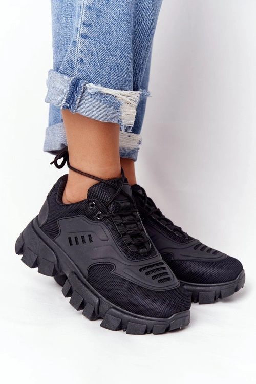 Damskie Sneakersy Na Dużej Podeszwie Czarne New York