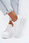 Skórzane Sneakersy Damskie Na Platformie Zazoo N408S2 Białe