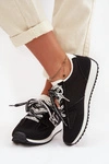 Sneakersy Damskie Z Ozdobnym Sznurowaniem Czarne Henira 