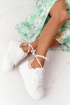 Sportowe Buty Sneakersy Na Platformie Biało-Złote Shine Bright