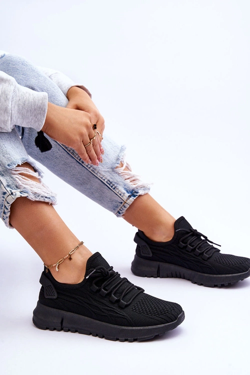 Damskie Wsuwane Buty Sportowe Sneakersy Czarne Rosett