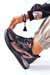Sportowe Damskie Buty Sneakersy Czarne Multi Buckland