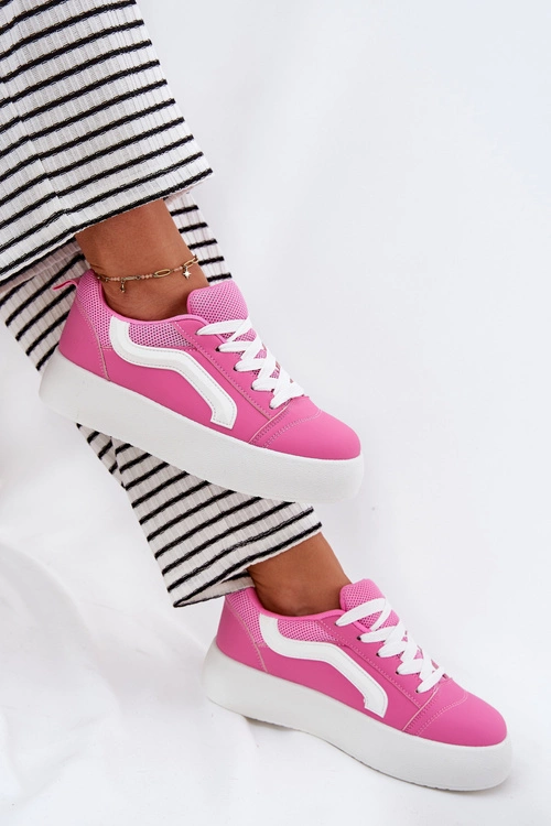 Sneakersy Damskie Na Platformie Fuksja Tellnira