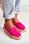 Espadryle Damskie Gruba Podeszwa Lniane Fuksja Febi
