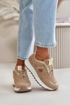 Buty Sportowe Damskie Ocieplane Futerkiem Na Platformie Khaki Lerisas 