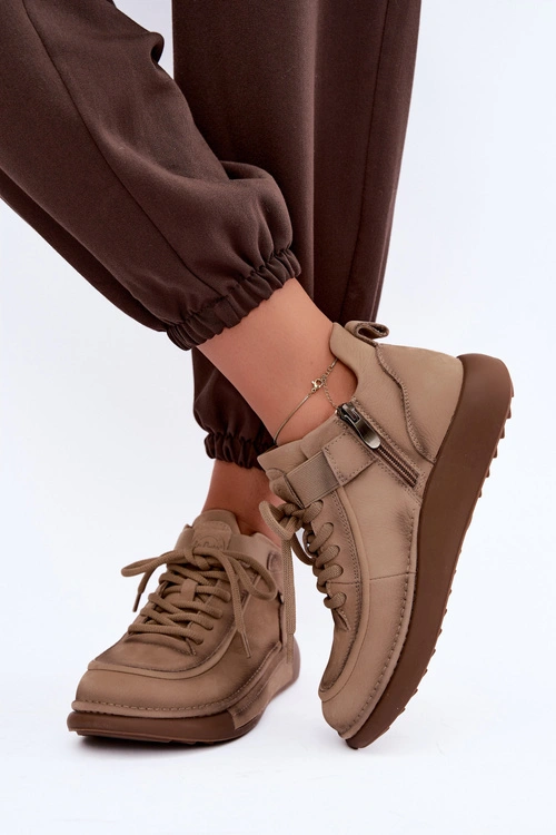 Ocieplane Botki Z Naturalnej Skóry Lee Cooper LCJ-26-19-4603 Khaki