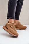 Zamszowe Sneakersy Damskie Z Futerkiem I Błyszczącym Elementem Big Star OO274578 Hi-Poly System Camel