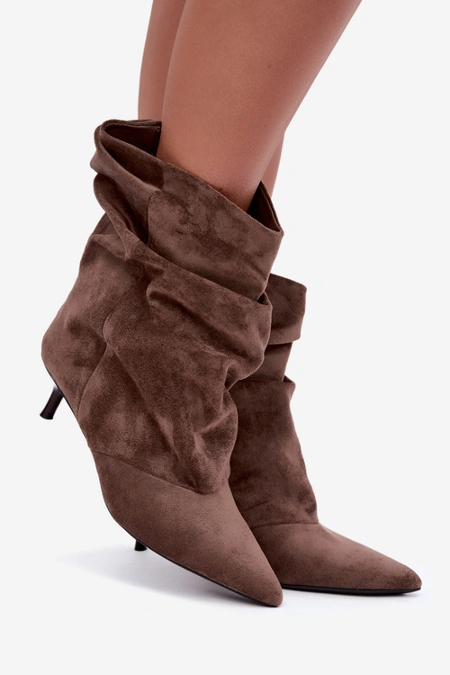 Wsuwane Botki Typu Slouchy Na Obcasie Khaki Farren