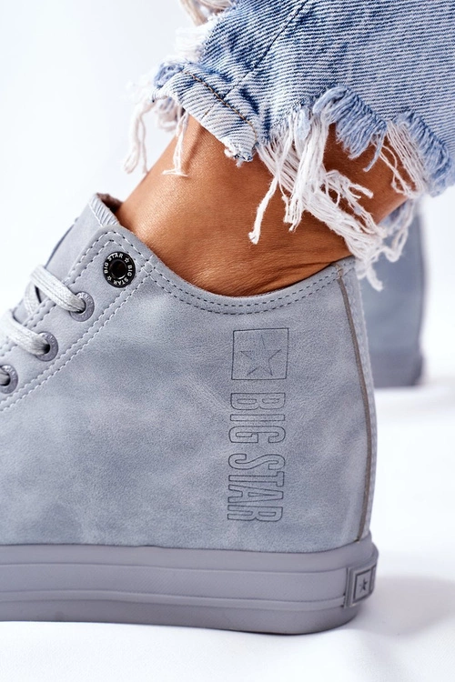 Skórzane Trampki Na Koturnie Big Star II274094 Niebieskie