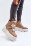 Zazoo 3450 Skórzane Sneakersy Damskie Beżowe
