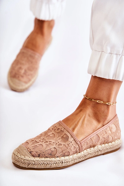 Klasyczne Damskie Espadryle Ażurowe Nude Catris