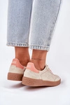 Zamszowe Buty Sportowe Sneakersy Damskie D.Franklin DFSH387005 Beżowe