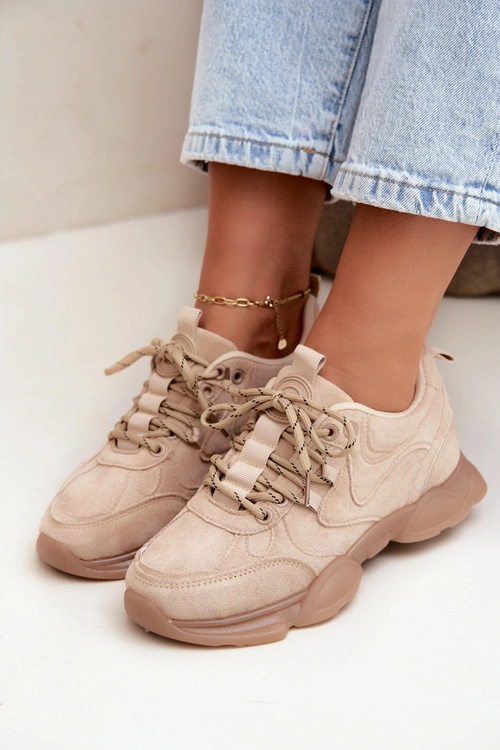 Sneakersy Damskie Ciemnobeżowe Shaley