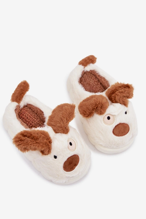 Dziecięce Futrzane Kapcie Pieski Brązowe Farnise