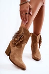 Damskie Zamszowe Botki Lewski Shoes 2808/L Beżowe