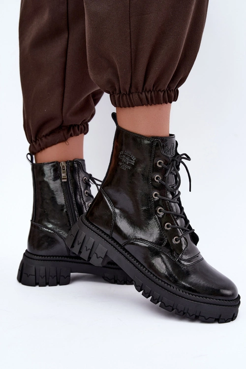 Skórzane Ocieplane Botki Workery Lee Cooper LCJ-26-16-4696 Czarne