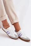 Zazoo N1068 Skórzane Niskie Sneakersy Damskie Biało-Niebieskie