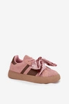 Sneakersy Damskie Z Welurową Kokardą Różowe Ashlyn