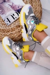 Sportowe Damskie Buty Kolorowe Wstawki Żółte Colored