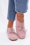 Zamszowe Sneakersy Niskie Damskie Big Star TT274600 Różowe