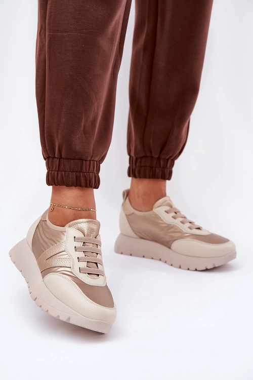 Buty Sportowe Damskie Na Platformie Vinceza 58510 Złote