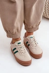 Sneakersy Damskie Na Platformie Beżowo-Zielone Egelia