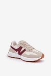 Buty Sportowe Sneakersy Damskie Beżowo-Bordowe Britma