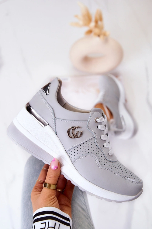 Damskie Skórzane Buty Sportowe Sneakersy Szare Loissa