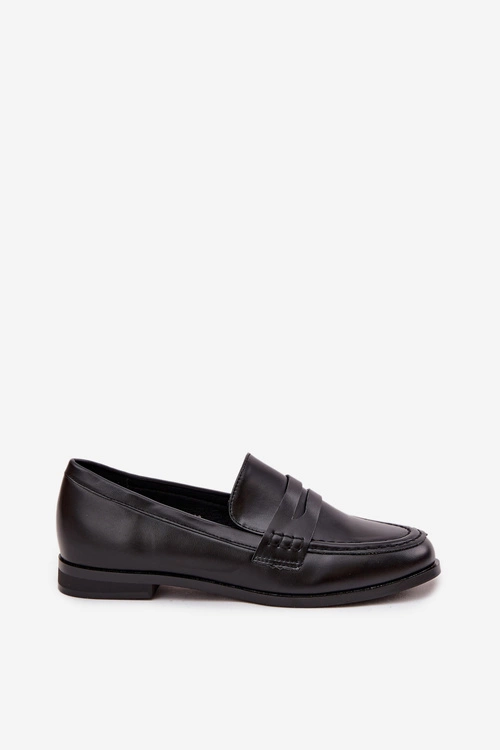 Mokasyny Loafersy Damskie Z Eko Skóry Czarne Bessina
