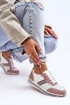 Skórzane Buty Sportowe S.Barski AL21575 Biało-Różowe